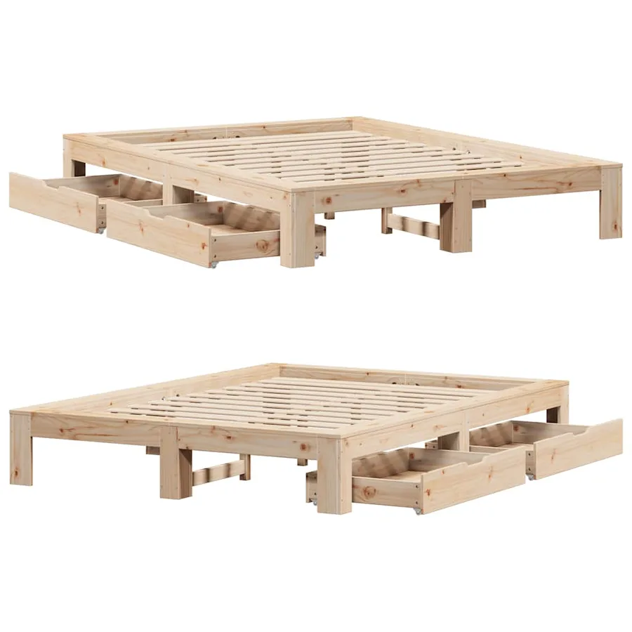 Cadre de lit sans matelas 150x200 cm bois de pin massif - 9