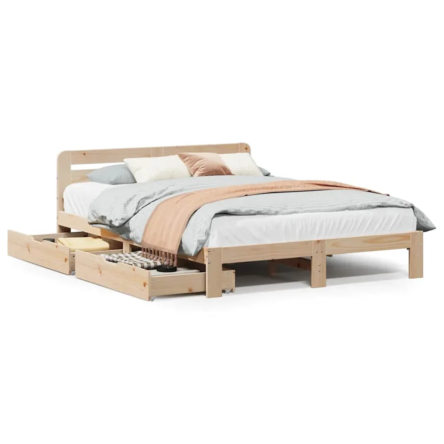 Cadre de lit sans matelas 150x200 cm bois de pin massif - 2