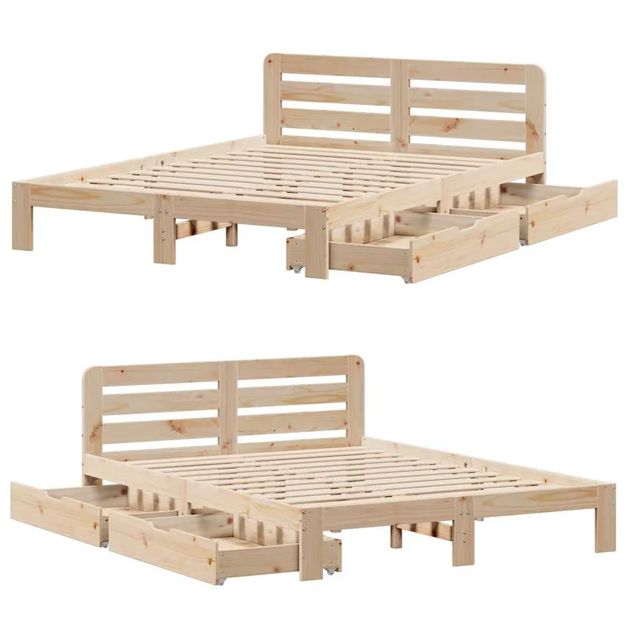 Cadre de lit sans matelas 150x200 cm bois de pin massif - 9