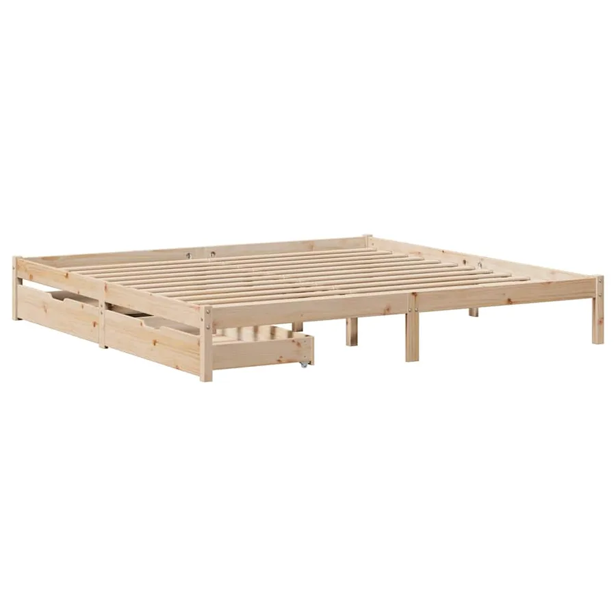 Cadre de lit sans matelas 200x200 cm bois massif de pin - 2