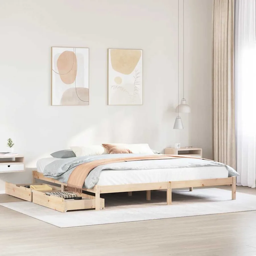 Cadre de lit sans matelas 200x200 cm bois massif de pin - 3