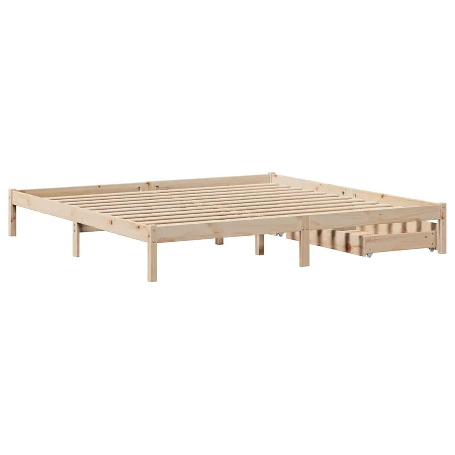 Cadre de lit sans matelas 200x200 cm bois massif de pin - 6