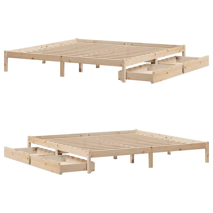 Cadre de lit sans matelas 200x200 cm bois massif de pin - 9