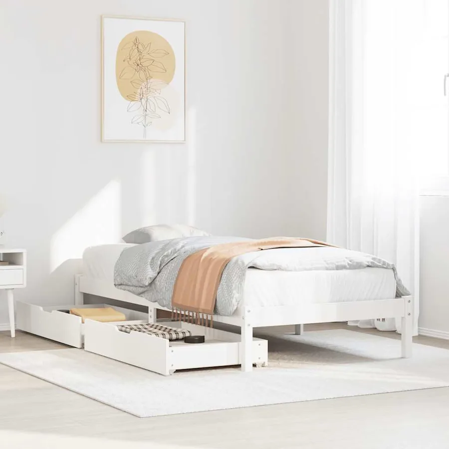 Cadre de lit sans matelas blanc 100x200 cm bois de pin massif