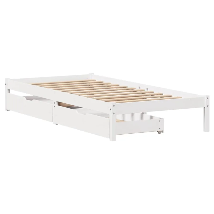 Cadre de lit sans matelas blanc 100x200 cm bois de pin massif - 3