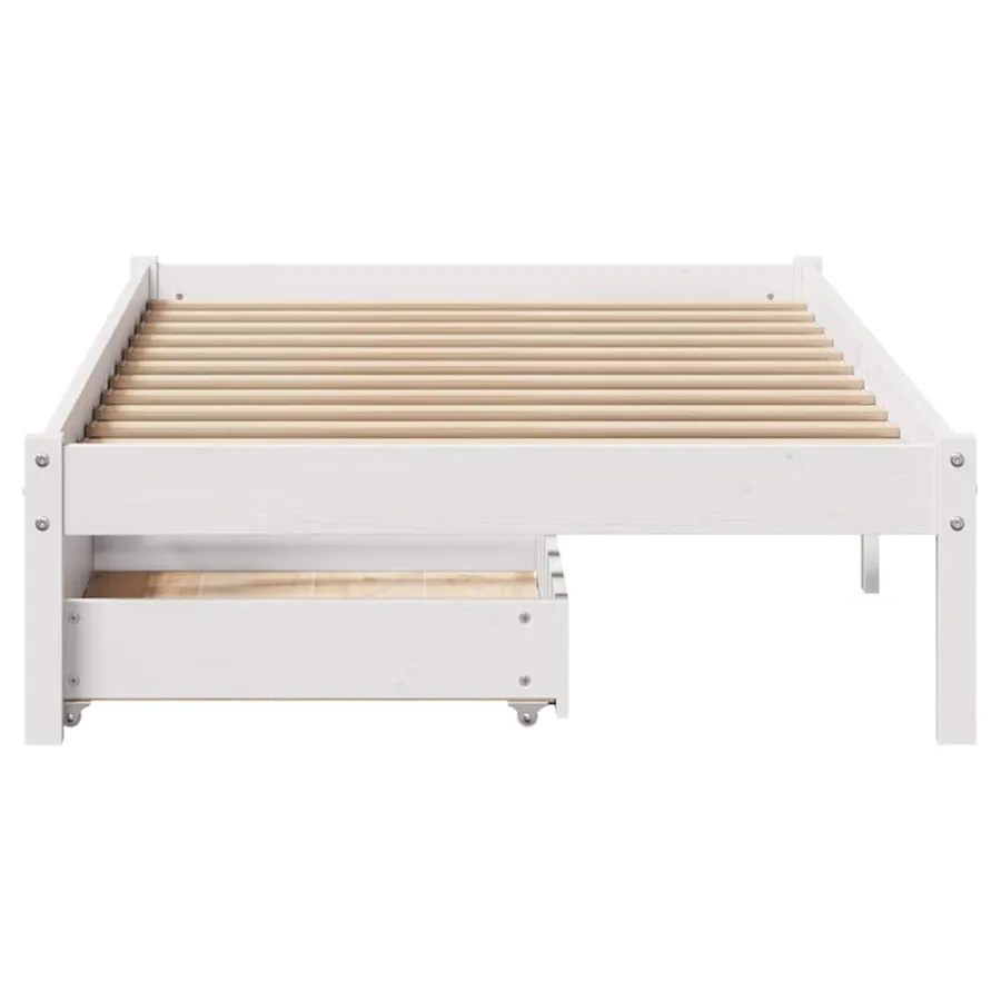 Cadre de lit sans matelas blanc 100x200 cm bois de pin massif - 4