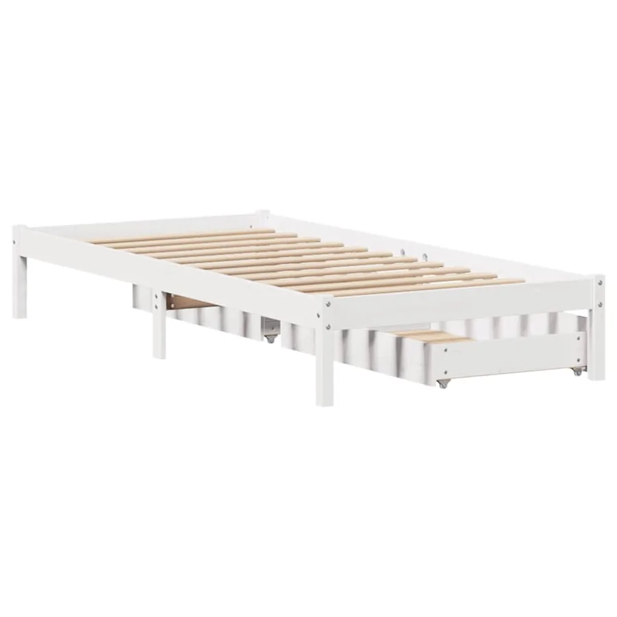 Cadre de lit sans matelas blanc 100x200 cm bois de pin massif - 6