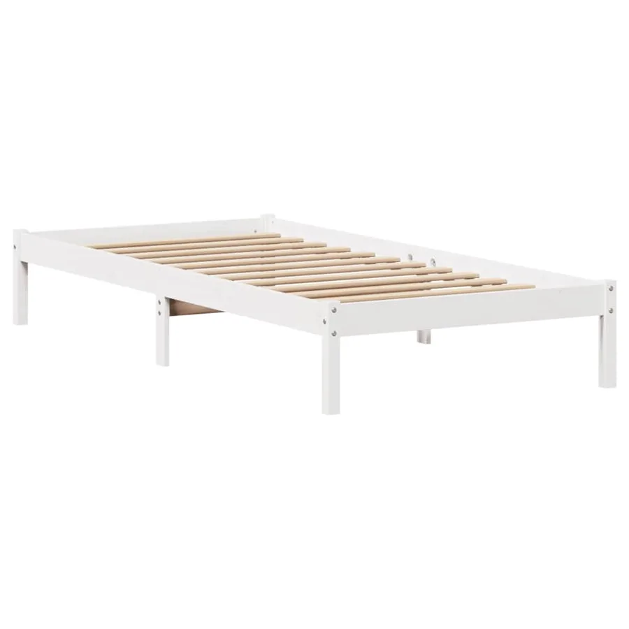 Cadre de lit sans matelas blanc 100x200 cm bois de pin massif - 7