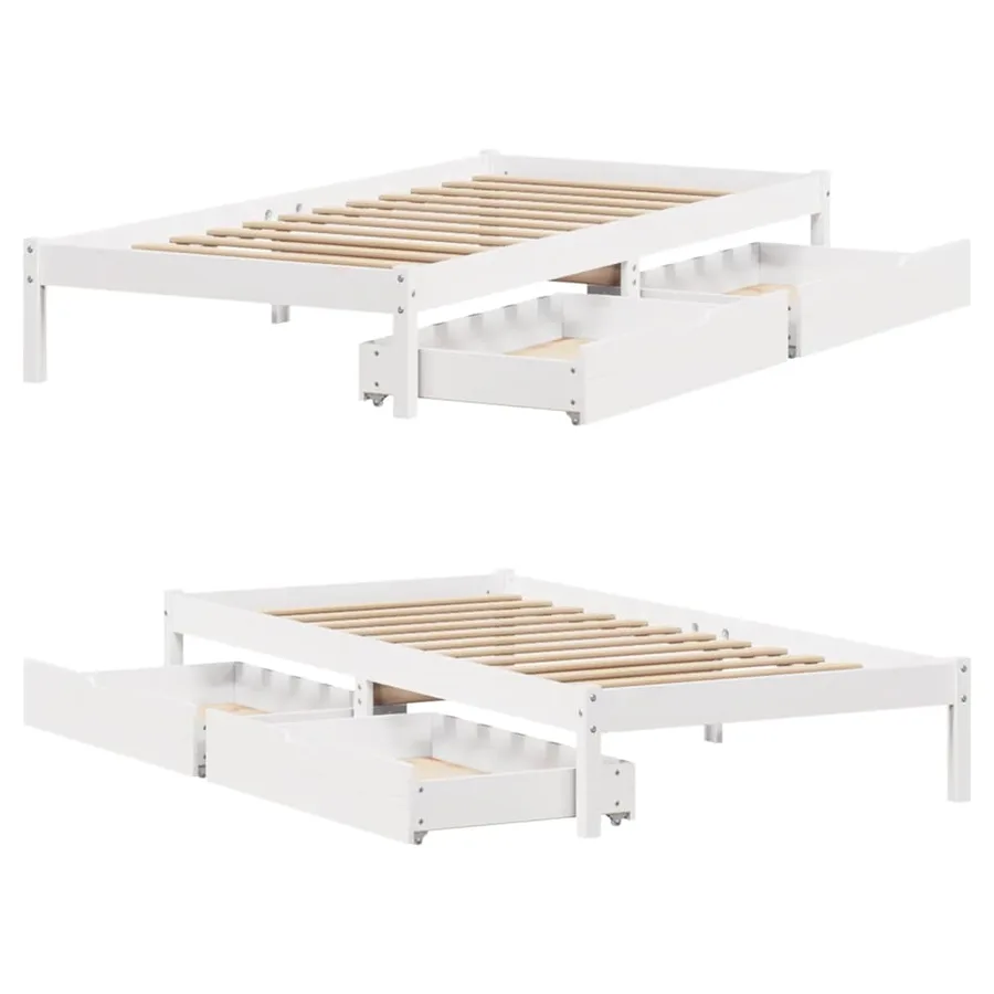 Cadre de lit sans matelas blanc 100x200 cm bois de pin massif - 9