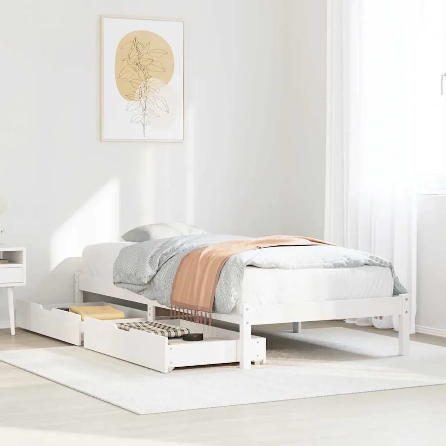 Cadre de lit sans matelas blanc 90x200 cm bois de pin massif