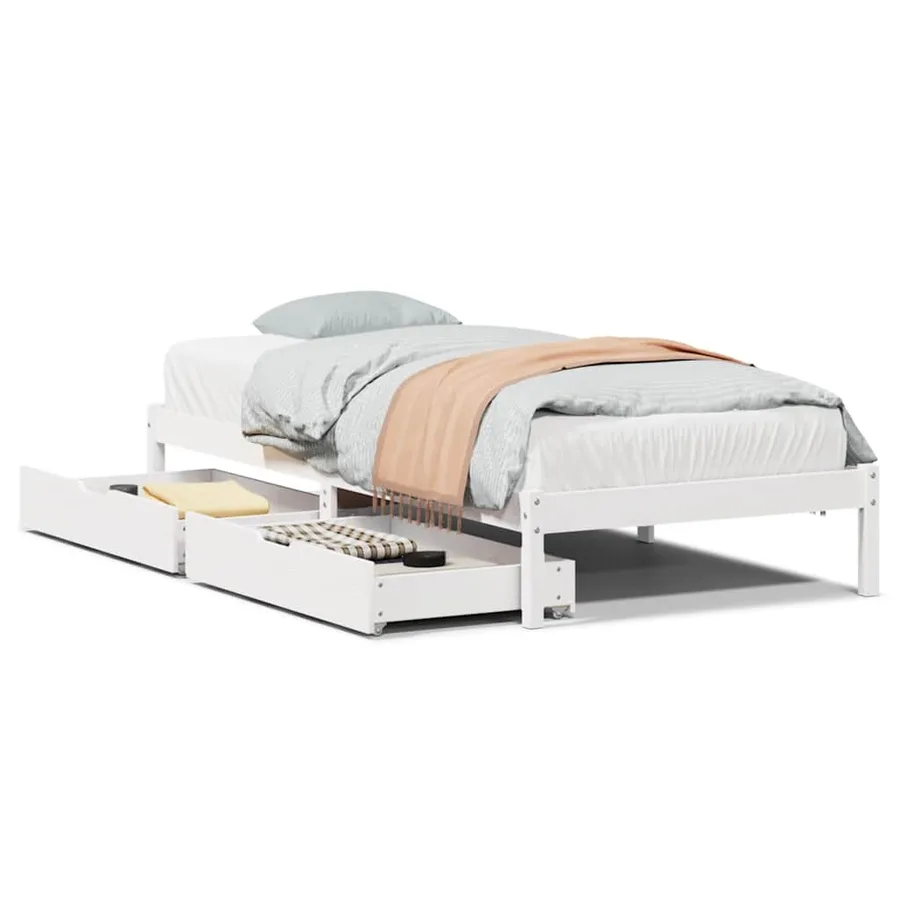 Cadre de lit sans matelas blanc 90x200 cm bois de pin massif - 2