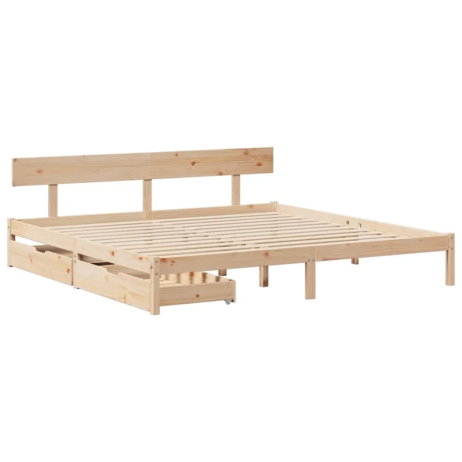 Cadre de lit sans matelas 200x200 cm bois massif de pin - 3