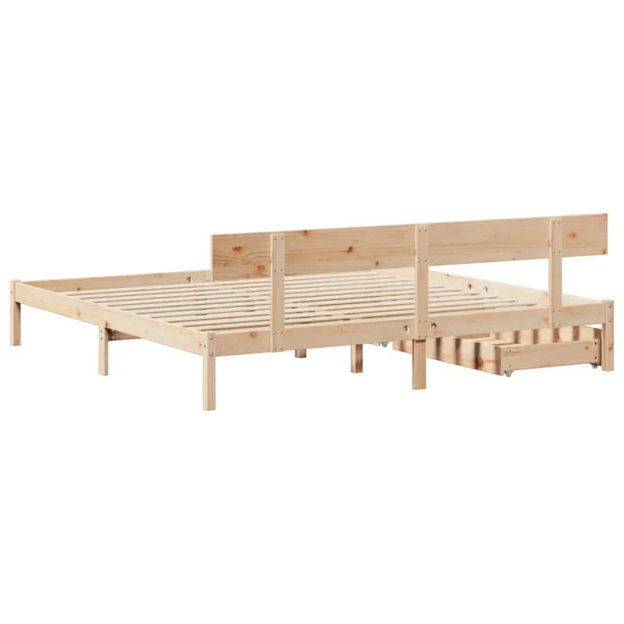 Cadre de lit sans matelas 200x200 cm bois massif de pin - 6