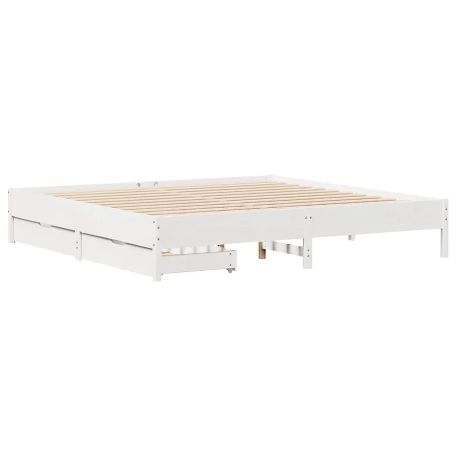 Cadre de lit sans matelas blanc 180x200 cm bois massif de pin - 3