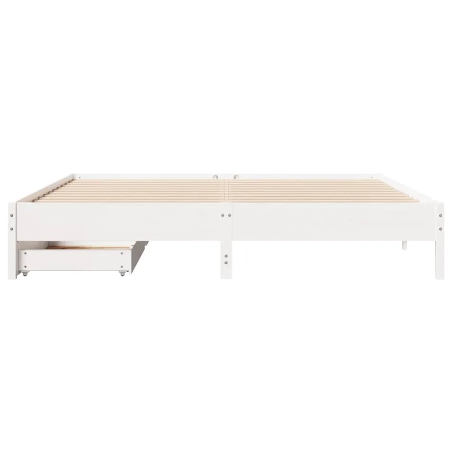 Cadre de lit sans matelas blanc 180x200 cm bois massif de pin - 4