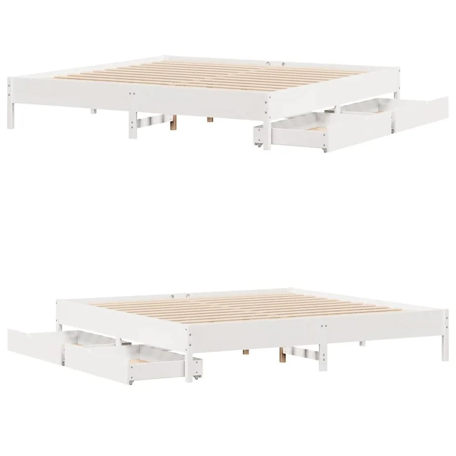 Cadre de lit sans matelas blanc 180x200 cm bois massif de pin - 9
