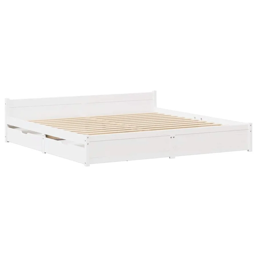 Cadre de lit sans matelas blanc 120x200 cm bois de pin massif - 3