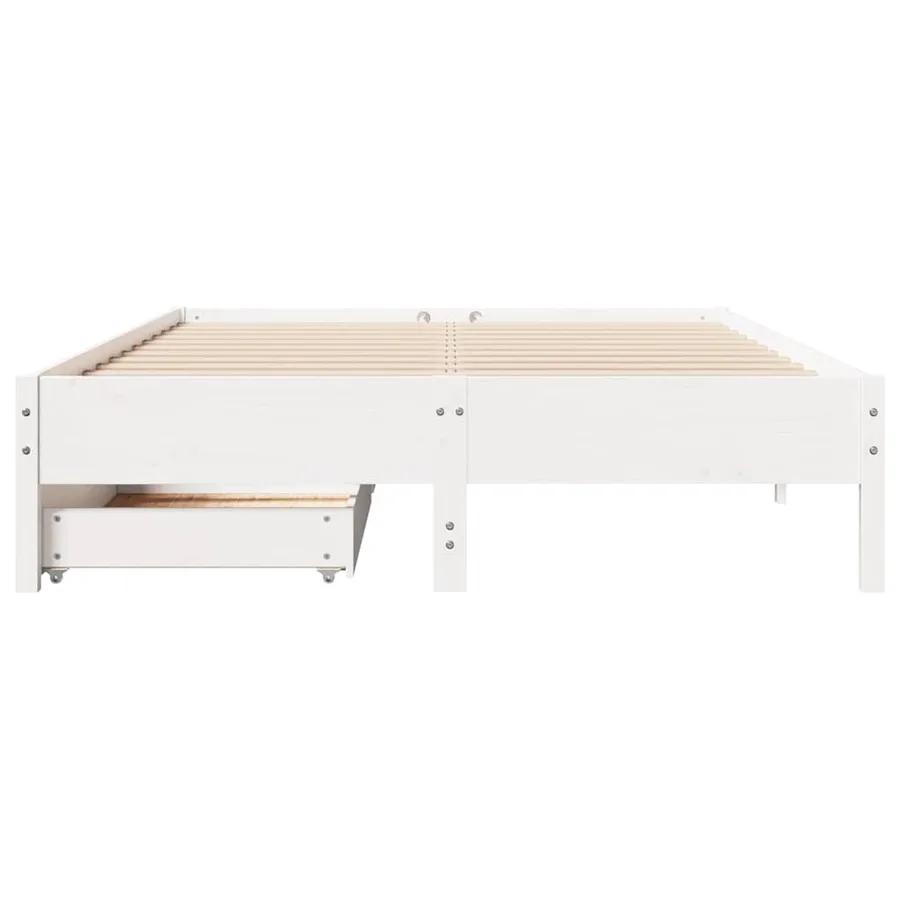 Cadre de lit sans matelas blanc 120x200 cm bois de pin massif - 4