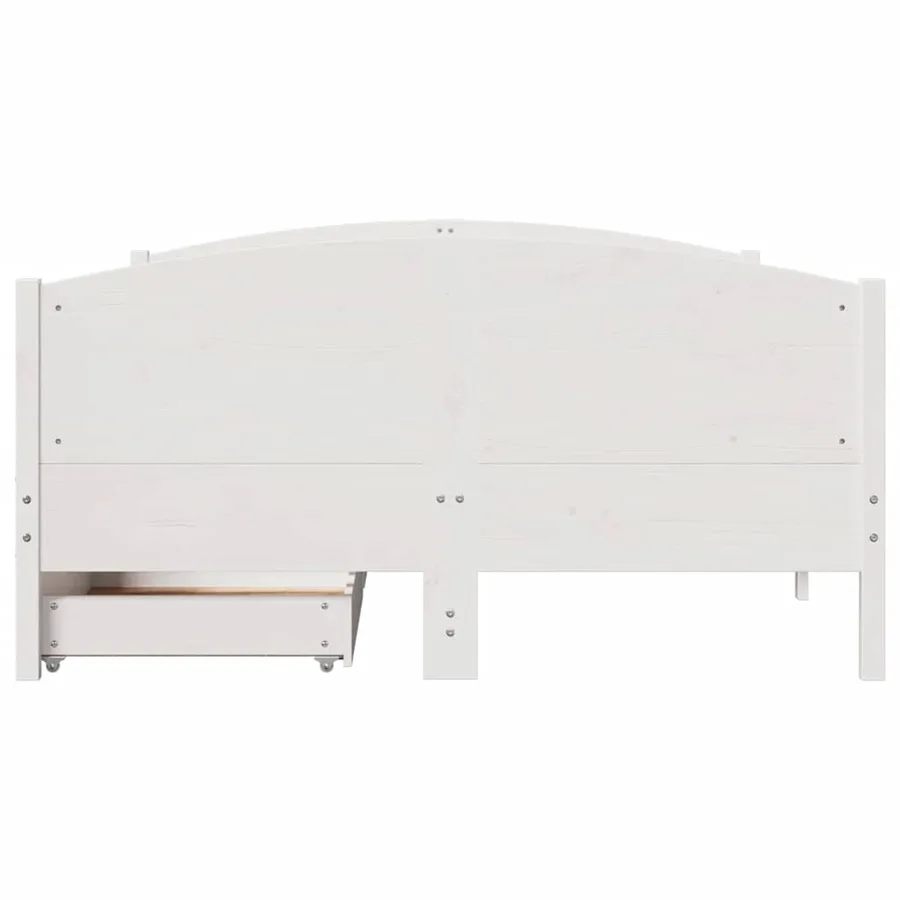 Cadre de lit sans matelas blanc 140x200 cm bois de pin massif - 4