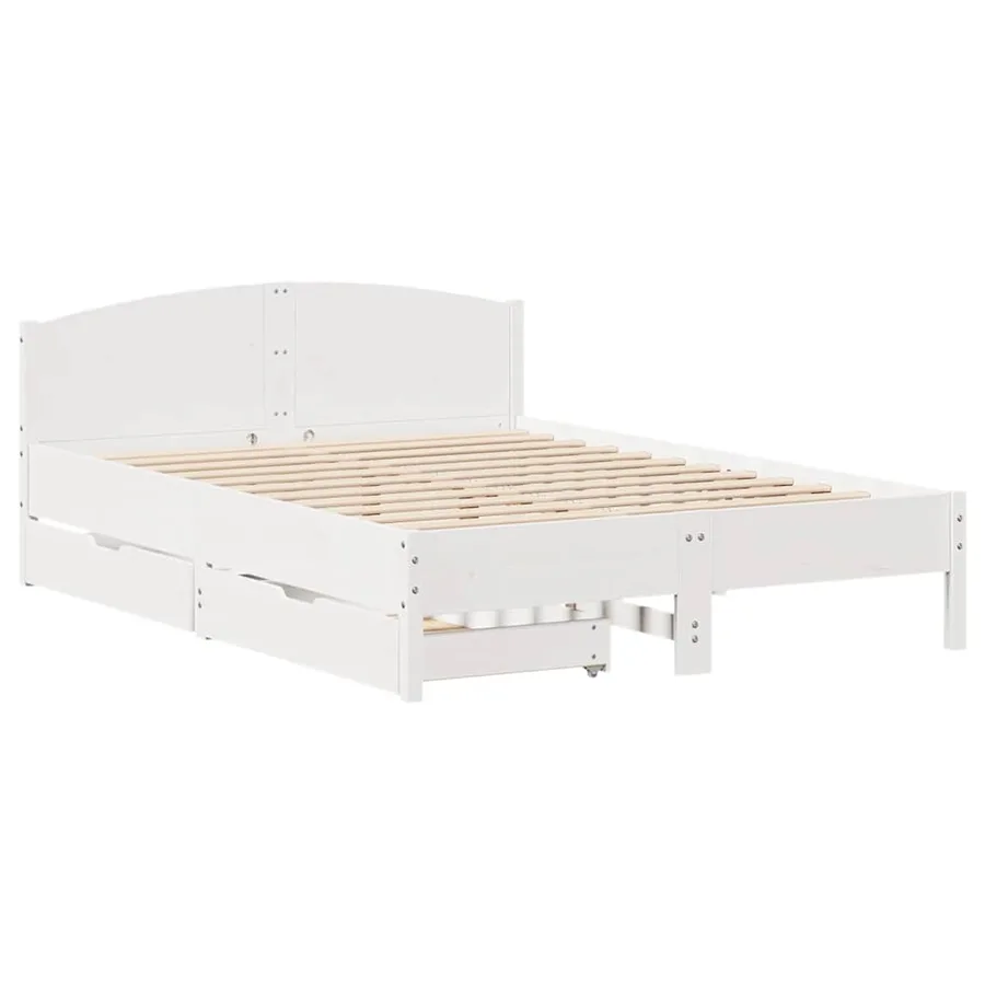 Cadre de lit sans matelas blanc 120x200 cm bois de pin massif - 3