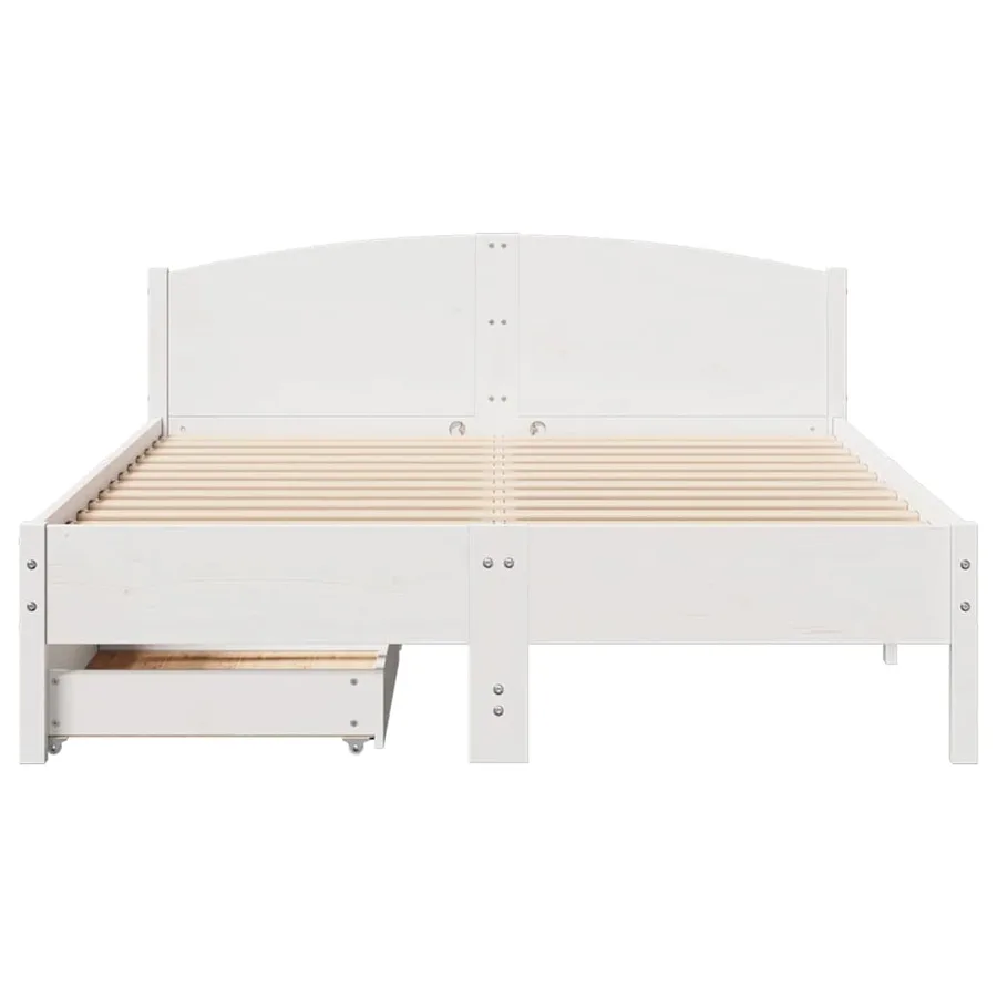 Cadre de lit sans matelas blanc 120x200 cm bois de pin massif - 4