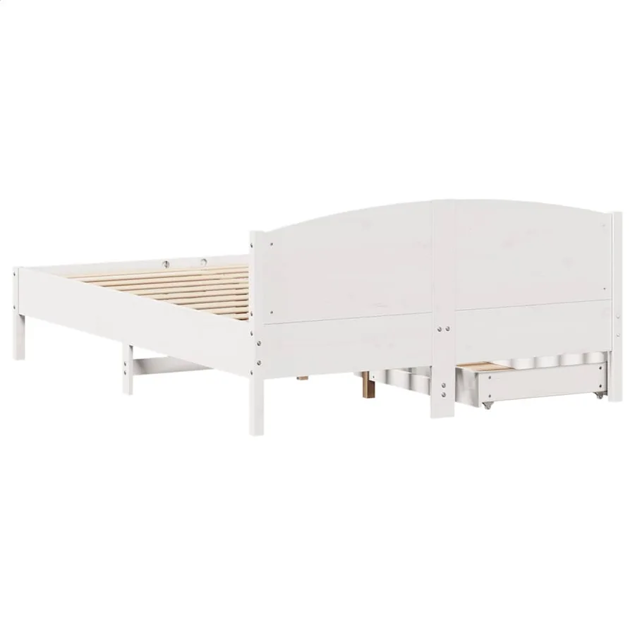 Cadre de lit sans matelas blanc 120x200 cm bois de pin massif - 8