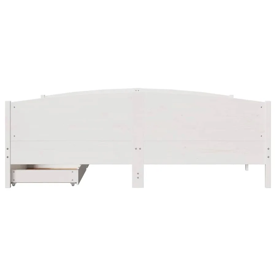 Cadre de lit sans matelas blanc 200x200 cm bois massif de pin - 4