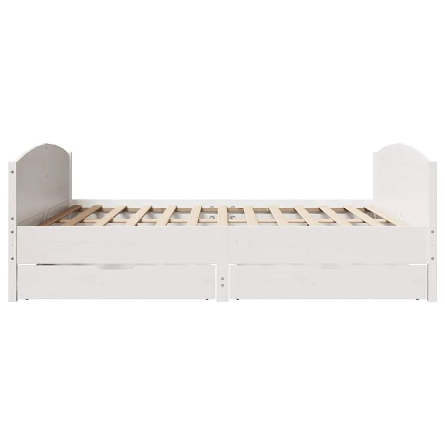 Cadre de lit sans matelas blanc 200x200 cm bois massif de pin - 7