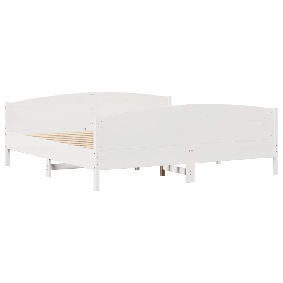 Cadre de lit sans matelas blanc 200x200 cm bois massif de pin - 8