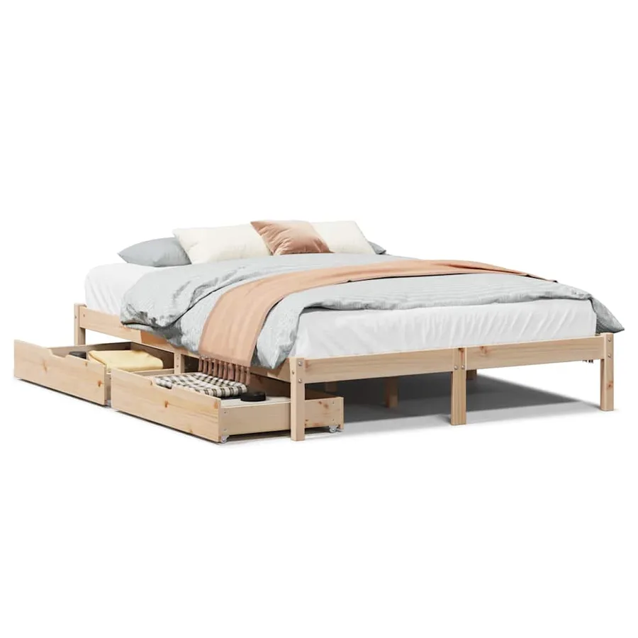 Cadre de lit sans matelas 150x200 cm bois de pin massif - 2