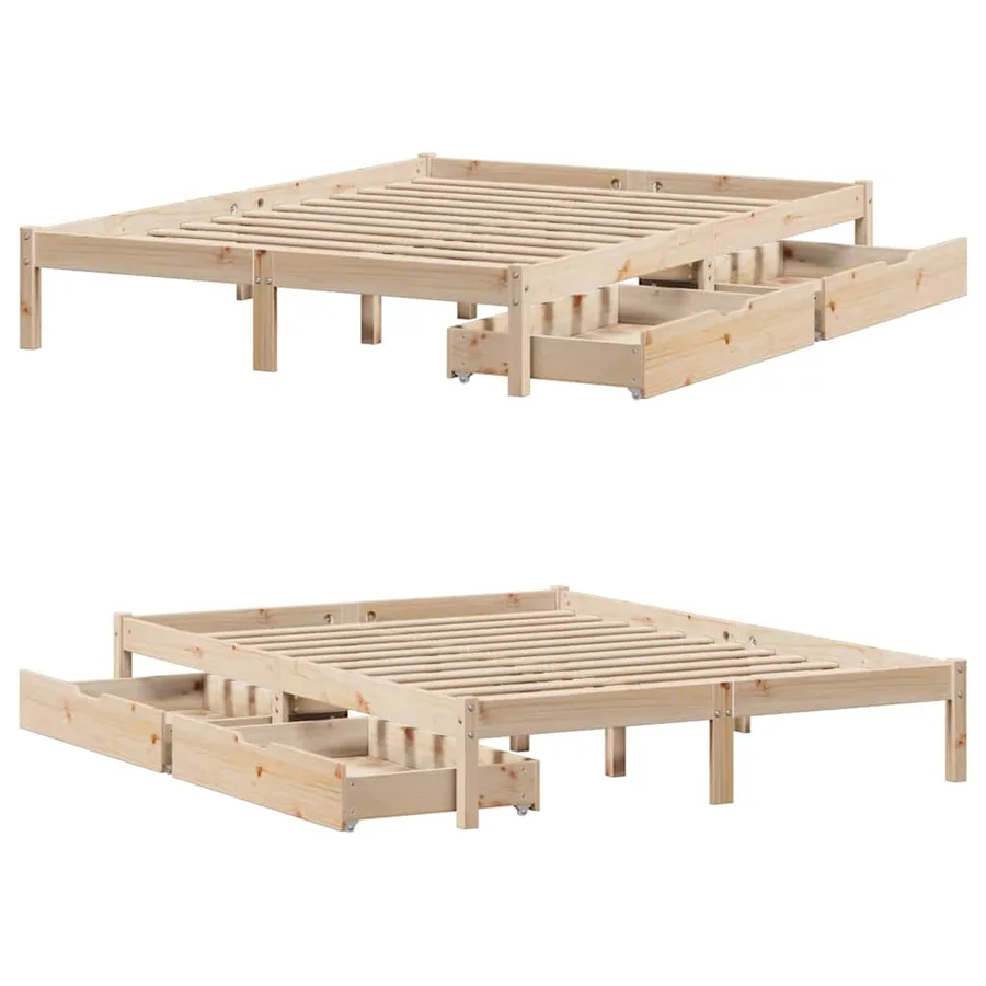 Cadre de lit sans matelas 150x200 cm bois de pin massif - 9