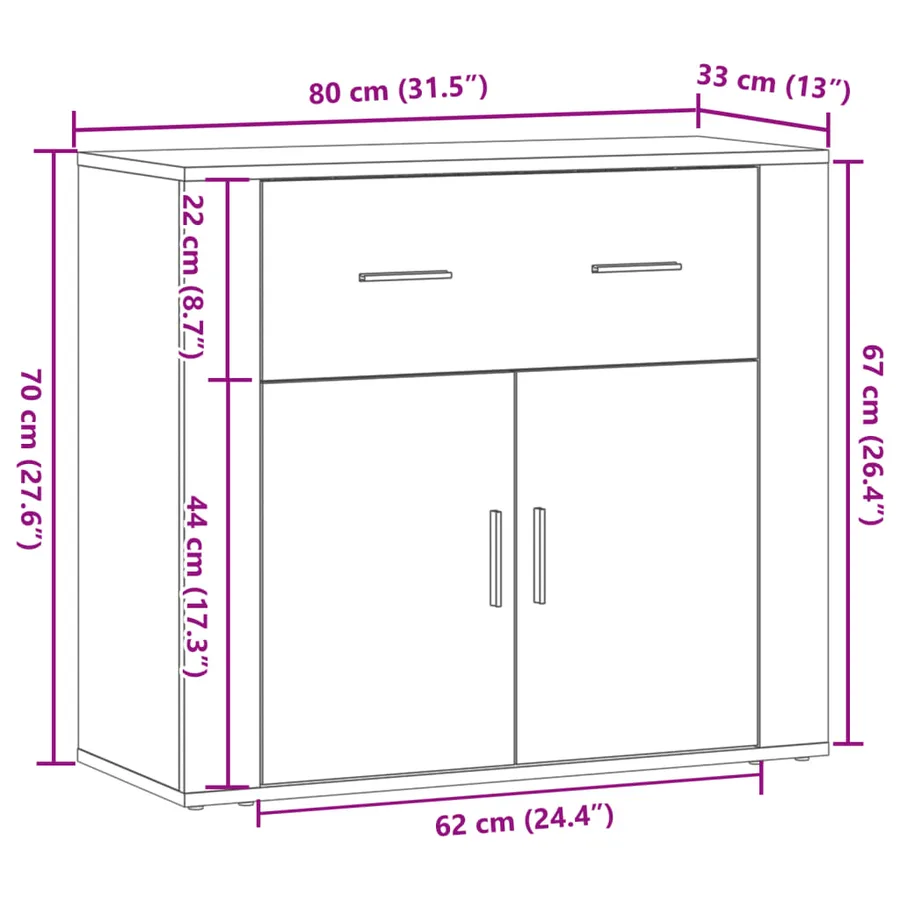 Buffet vieux bois 80x33x70 cm bois d'ingénierie - 9