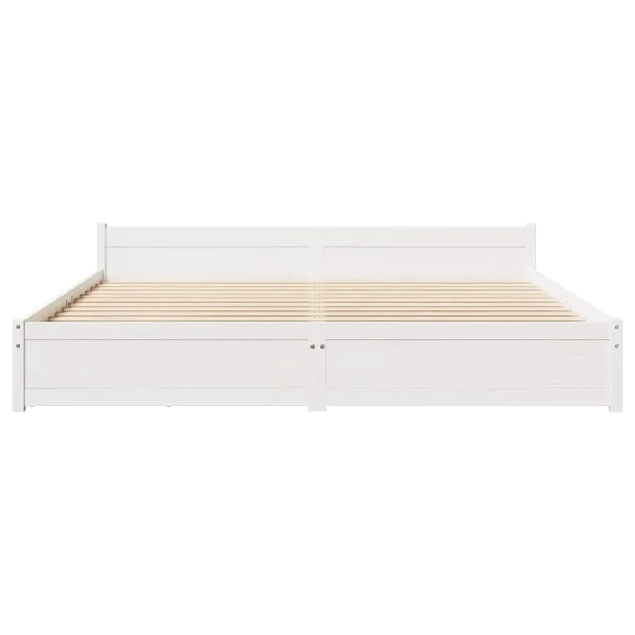 Cadre de lit sans matelas blanc 160x200 cm bois de pin massif - 4