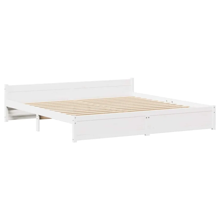 Cadre de lit sans matelas blanc 160x200 cm bois de pin massif - 5