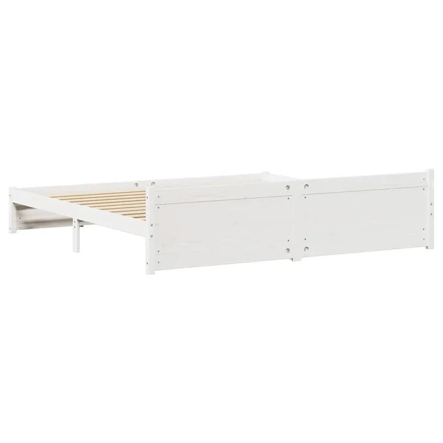 Cadre de lit sans matelas blanc 160x200 cm bois de pin massif - 8