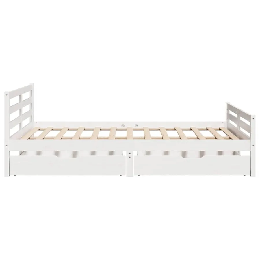 Cadre de lit sans matelas blanc 150x200 cm bois de pin massif - 5