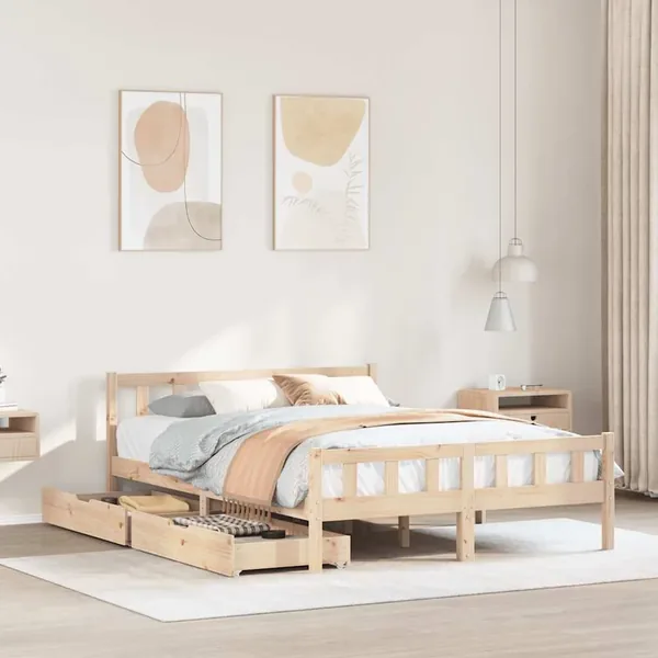 Cadre de lit sans matelas 160x200 cm bois massif de pin