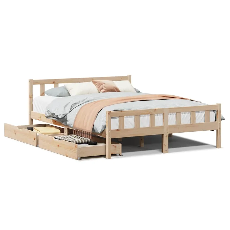 Cadre de lit sans matelas 160x200 cm bois massif de pin - 2