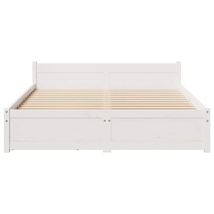 Cadre de lit sans matelas blanc 150x200 cm bois de pin massif - 4