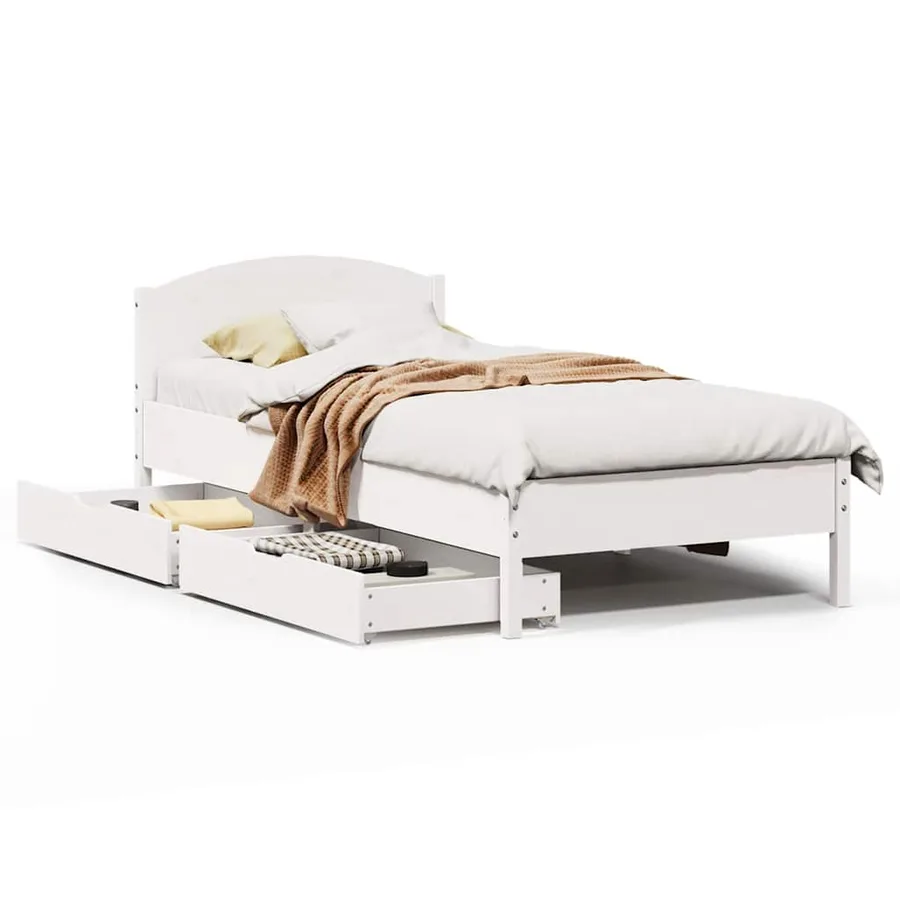 Cadre de lit sans matelas blanc 90x200 cm bois de pin massif - 2