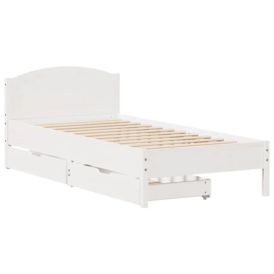 Cadre de lit sans matelas blanc 90x200 cm bois de pin massif - 3