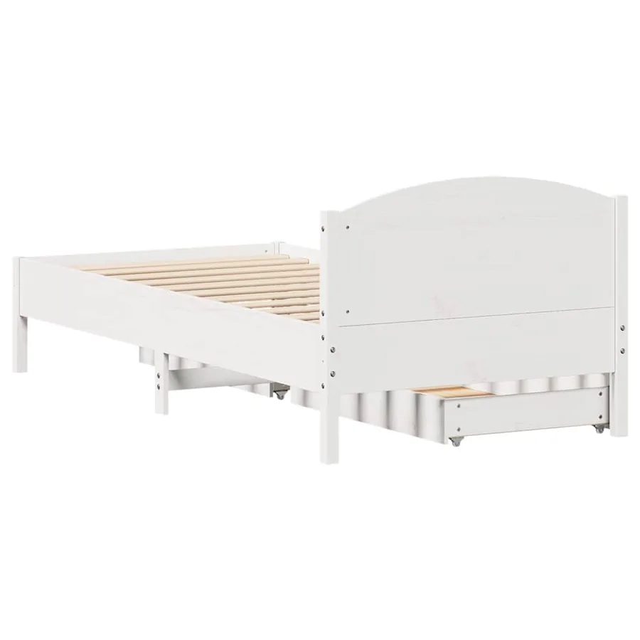 Cadre de lit sans matelas blanc 90x200 cm bois de pin massif - 8