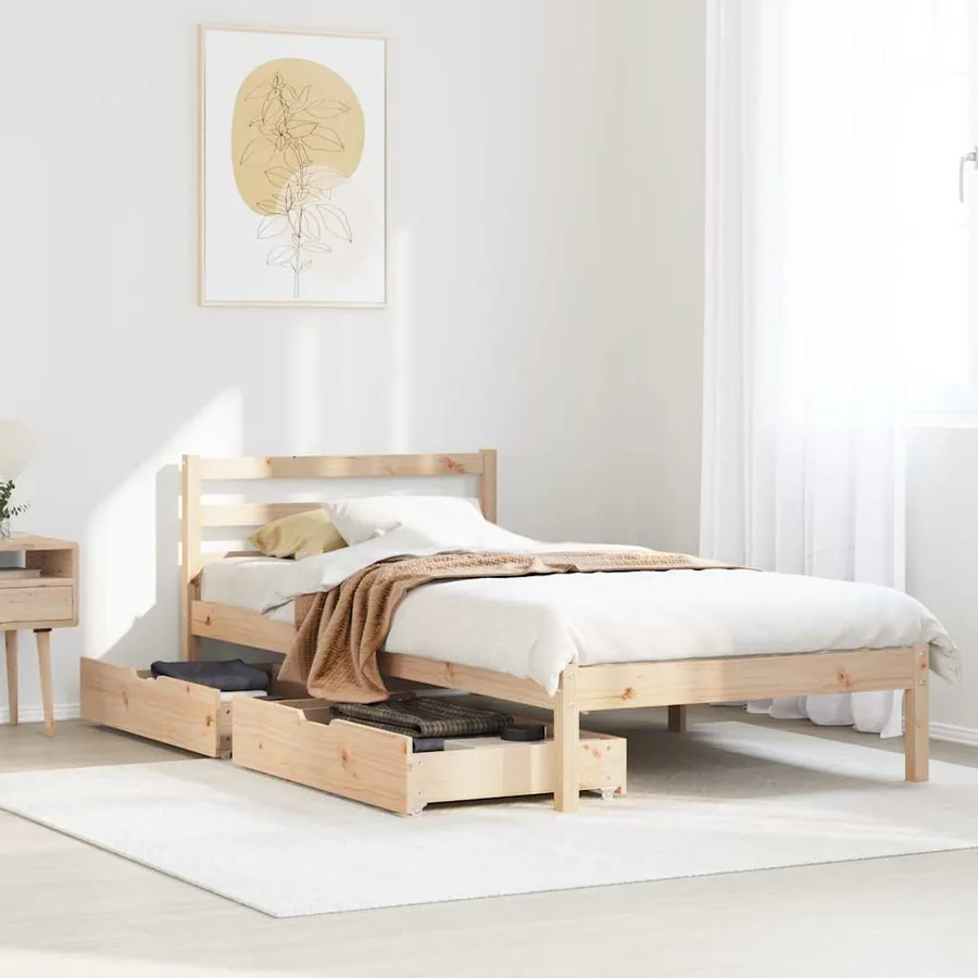 Cadre de lit sans matelas 100x200 cm bois massif de pin