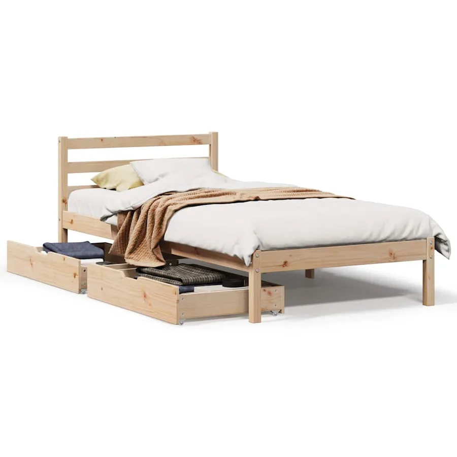 Cadre de lit sans matelas 100x200 cm bois massif de pin - 2
