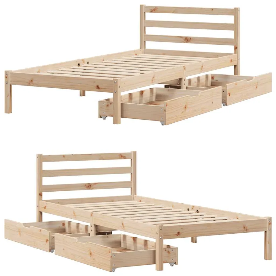 Cadre de lit sans matelas 100x200 cm bois massif de pin - 9