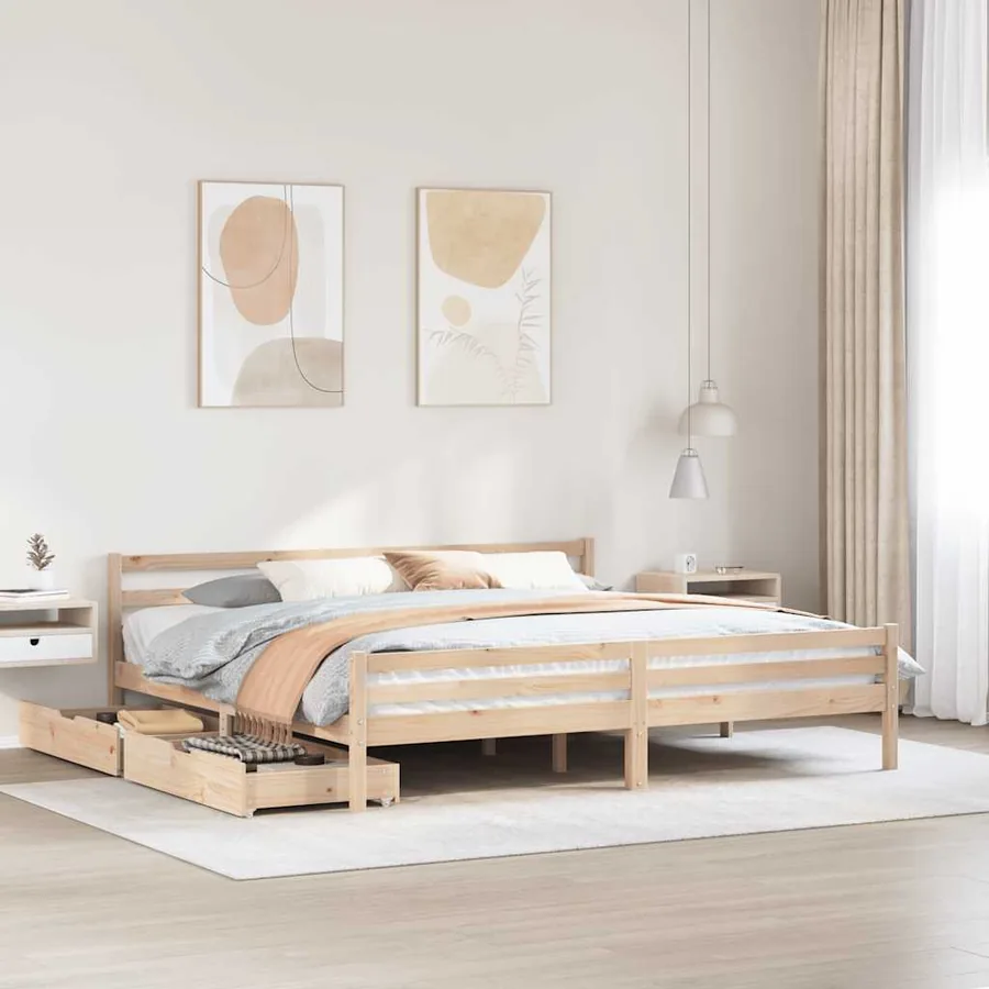 Cadre de lit sans matelas 200x200 cm bois massif de pin