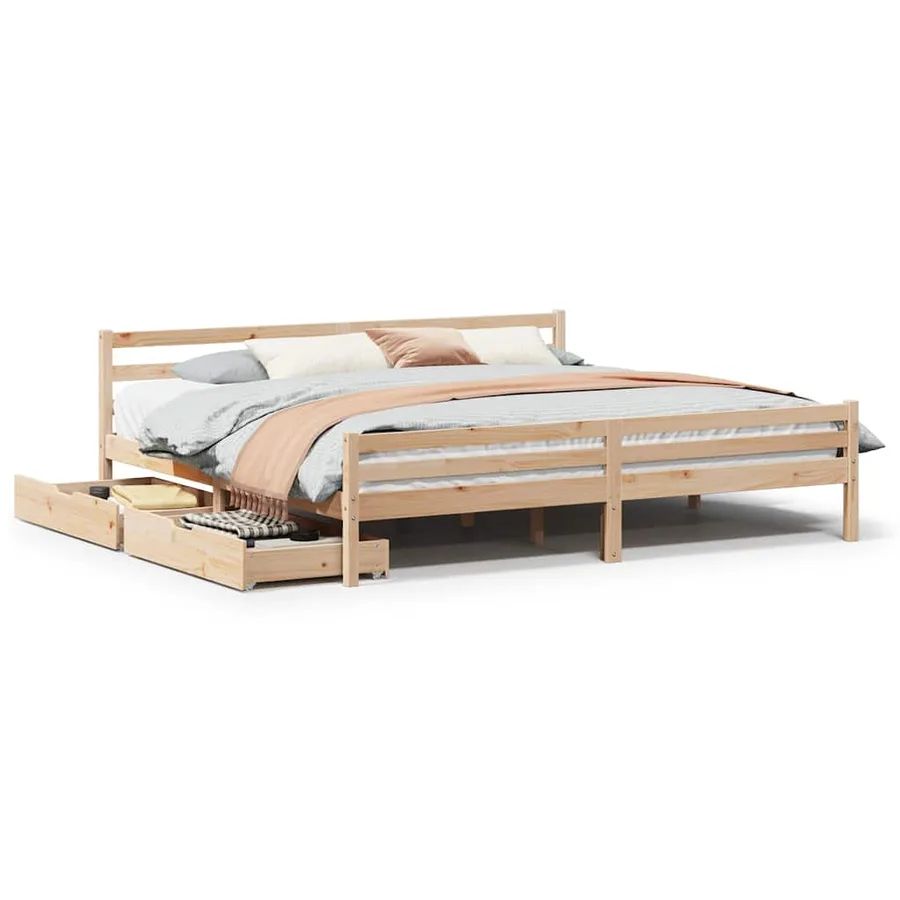 Cadre de lit sans matelas 200x200 cm bois massif de pin - 2
