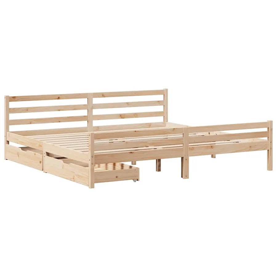 Cadre de lit sans matelas 200x200 cm bois massif de pin - 3