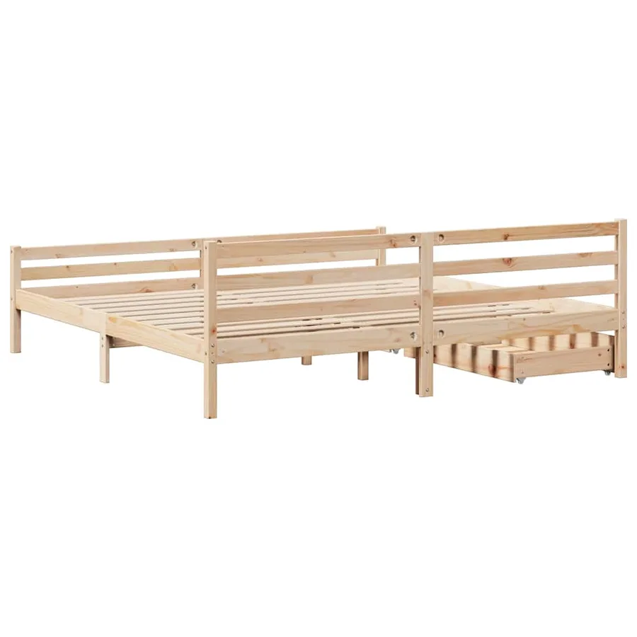 Cadre de lit sans matelas 200x200 cm bois massif de pin - 6