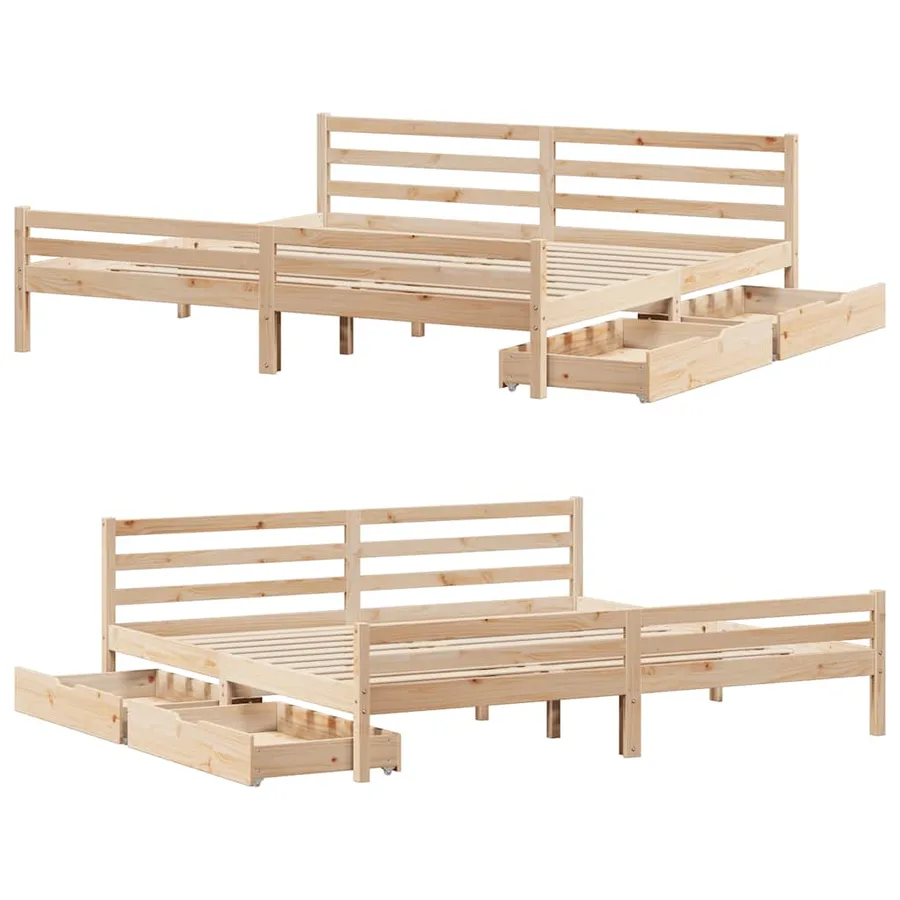Cadre de lit sans matelas 200x200 cm bois massif de pin - 9